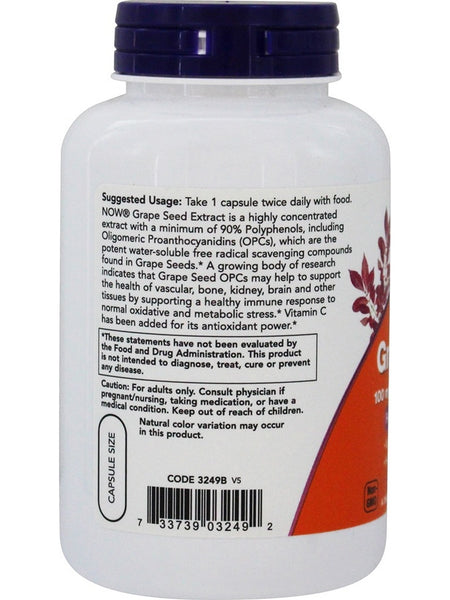 NOW Foods, Grape Seed 100 mg, Standardized Extract, 200 veg capsules