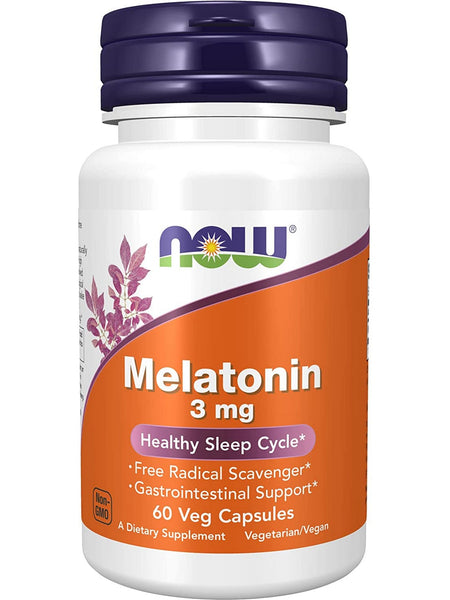NOW Foods, Melatonin 3 mg, 60 veg capsules