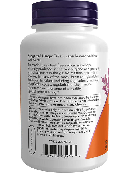 NOW Foods, Melatonin 3 mg, 180 veg capsules