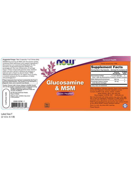 NOW Foods, Glucosamine & MSM, 60 veg capsules