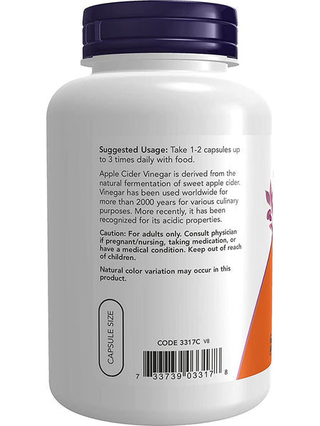 NOW Foods, Apple Cider Vinegar 450 mg, 180 veg capsules