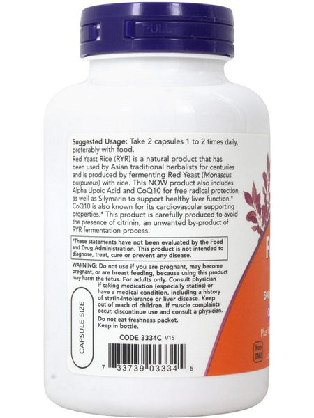 NOW Foods, Red Yeast Rice 600 mg with CoQ10 30 mg, 120 veg capsules