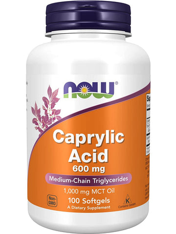 NOW Foods, Caprylic Acid 600 mg, 100 softgels