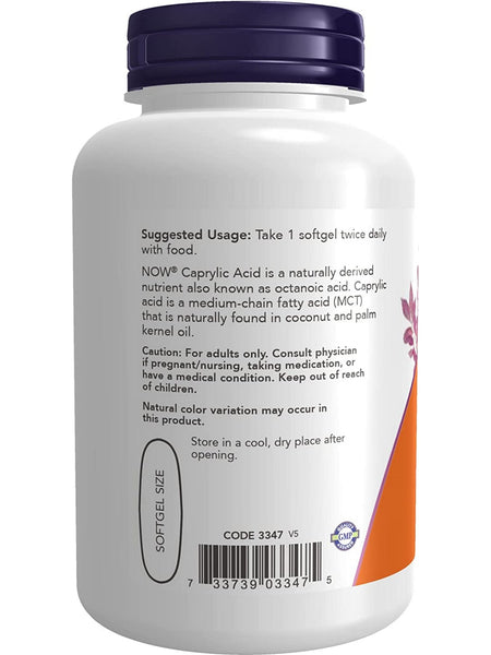 NOW Foods, Caprylic Acid 600 mg, 100 softgels