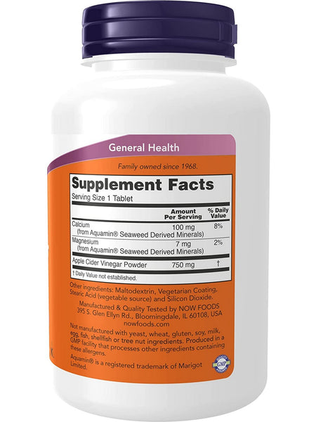 NOW Foods, Apple Cider Vinegar 750 mg, Extra Strength, 180 tablets