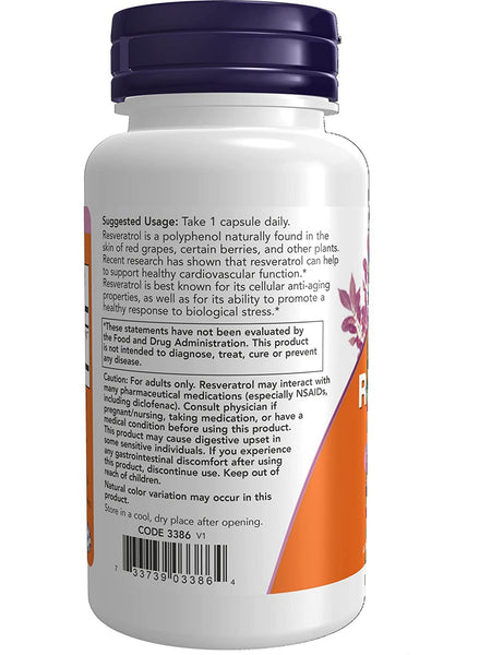 NOW Foods, Resveratrol 350 mg, Extra Strength, 60 veg capsules