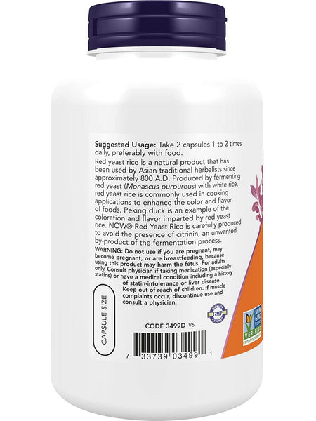 NOW Foods, Red Yeast Rice 600 mg, 240 veg capsules
