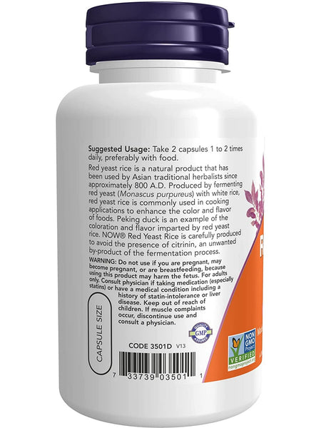 NOW Foods, Red Yeast Rice 600 mg, 120 veg capsules