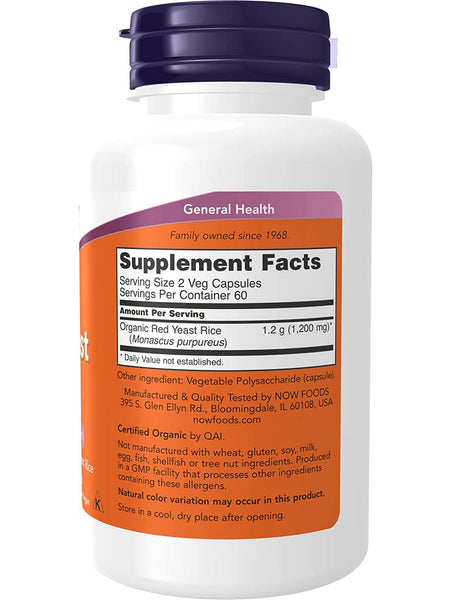NOW Foods, Red Yeast Rice 600 mg, 120 veg capsules