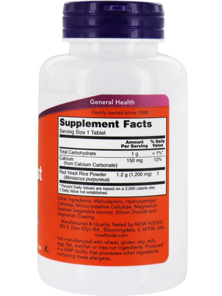 NOW Foods, Red Yeast Rice 1200 mg, 60 tablets