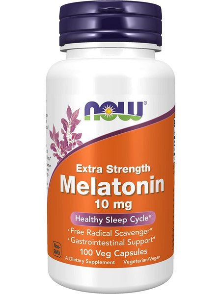 NOW Foods, Melatonin 10 mg, Extra Strength, 100 veg capsules