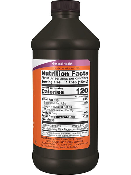 NOW Foods, Sunflower Liquid Lecithin, 16 fl oz