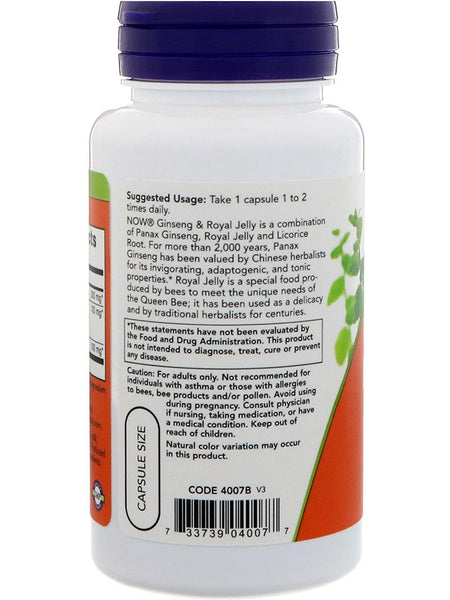 NOW Foods, Ginseng & Royal Jelly, 90 veg capsules
