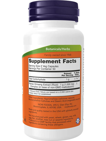 NOW Foods, Panax Ginseng Extract, 100 veg capsules