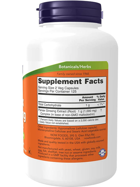 NOW Foods, Panax Ginseng Extract, 250 veg capsules