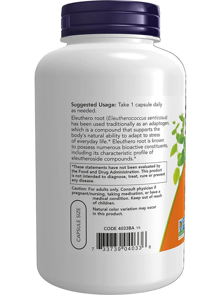 NOW Foods, Eleuthero 500 mg, 250 veg capsules