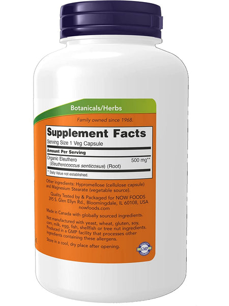 NOW Foods, Eleuthero 500 mg, 250 veg capsules