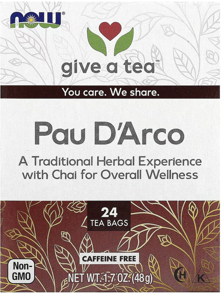 NOW Foods, Pau D'Arco, Caffeine Free, 24 Tea Bags