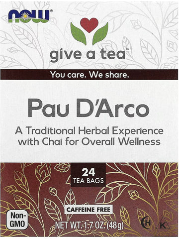 NOW Foods, Pau D'Arco, Caffeine Free, 24 Tea Bags