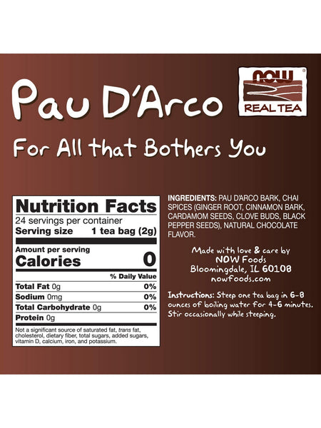 NOW Foods, Pau D'Arco, For All That Bothers You, 24 tea bags