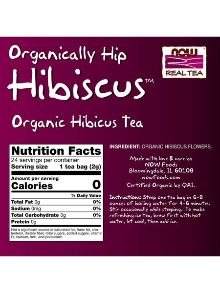 NOW Foods, Organically Hip Hibiscus™, Organic Hibiscus Tea, 24 tea bags
