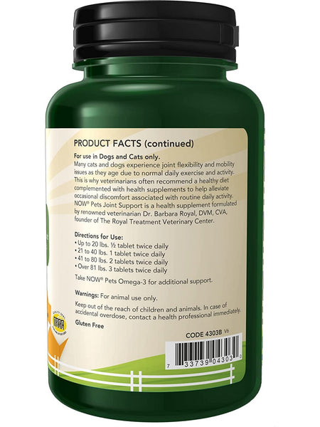 NOW Foods, Joint Support for Dogs & Cats, 90 chewable tablets