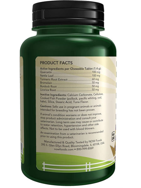 NOW Foods, Pet Allergy Chewable for Dogs/Cats, 75 chewable tablets