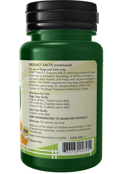 NOW Foods, G.I. Support for Dogs/Cats, 90 chewable tablets