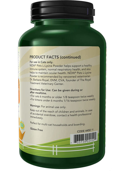 NOW Foods, L-Lysine for Cats, 8 oz