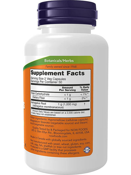 NOW Foods, Astragalus 500 mg, 100 veg capsules