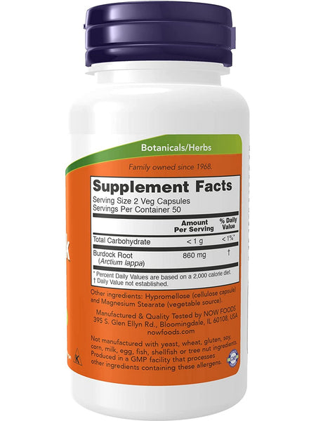 NOW Foods, Burdock Root 430 mg, 100 veg capsules