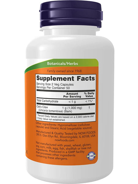 NOW Foods, Cat's Claw 500 mg, 100 veg capsules