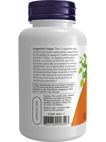 NOW Foods, DGL with Aloe Vera, 100 veg capsules