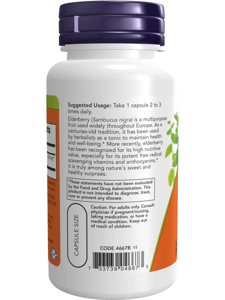 NOW Foods, Elderberry 500 mg, 60 veg capsules