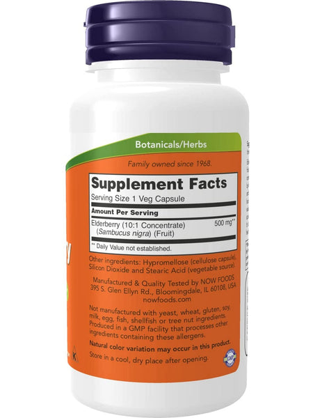 NOW Foods, Elderberry 500 mg, 60 veg capsules