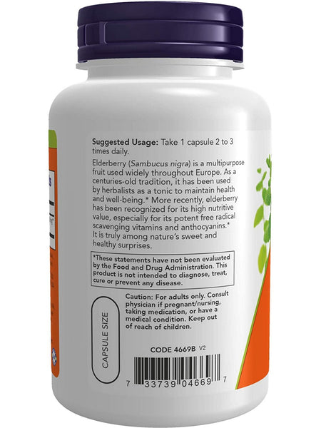 NOW Foods, Elderberry 500 mg, 120 veg capsules
