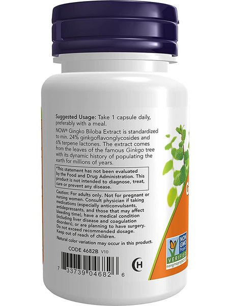 NOW Foods, Ginkgo Biloba 120 mg, Double Strength, 50 veg capsules
