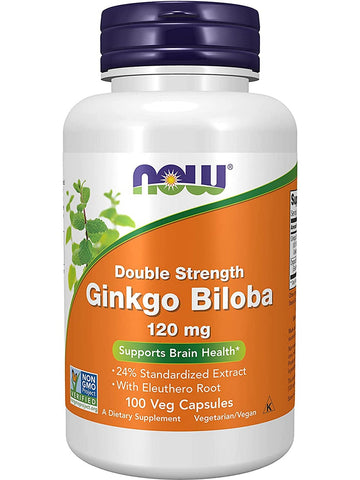 NOW Foods, Ginkgo Biloba 120 mg, Double Strength, 100 veg capsules
