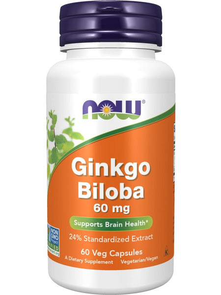 NOW Foods, Ginkgo Biloba 60 mg, 60 veg capsules