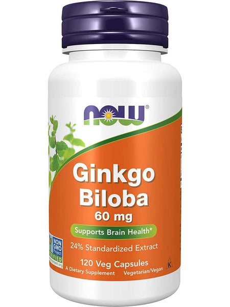 NOW Foods, Ginkgo Biloba 60 mg, 120 veg capsules