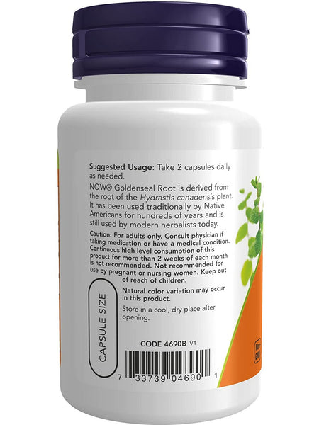 NOW Foods, Goldenseal Root 500 mg, 50 veg capsules