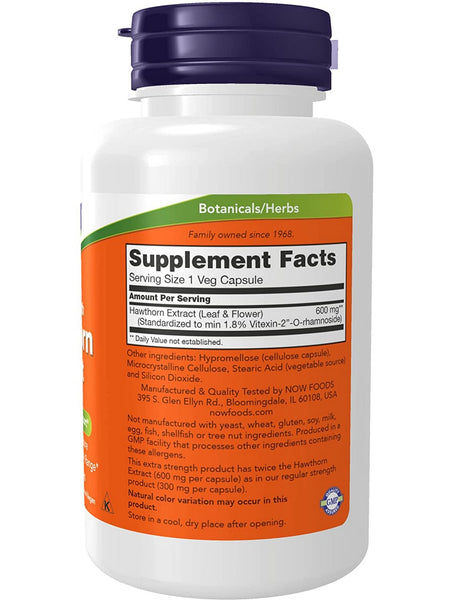 NOW Foods, Hawthorn Extract 600 mg, Extra Strength, 90 veg capsules