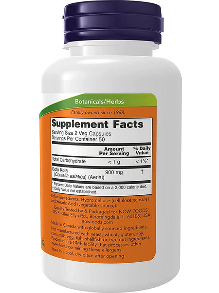 NOW Foods, Gotu Kola 450 mg, 100 veg capsules