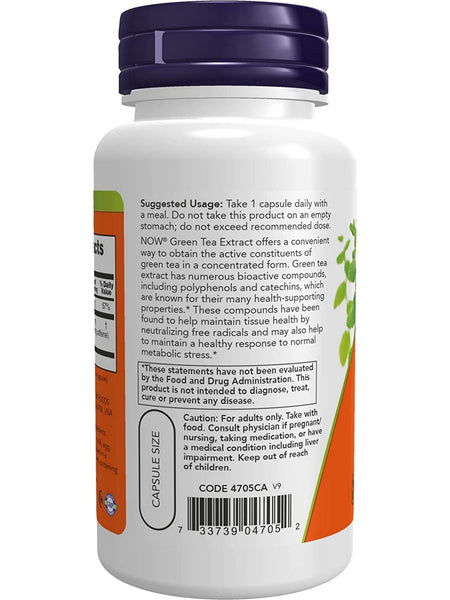 NOW Foods, Green Tea Extract 400 mg, 100 veg capsules