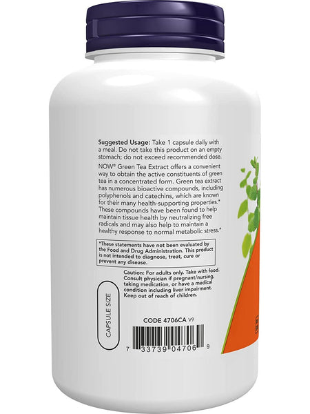 NOW Foods, Green Tea Extract 400 mg, 250 veg capsules