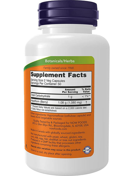 NOW Foods, Hawthorn Berry 540 mg, 100 veg capsules