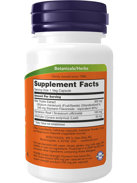 NOW Foods, Silymarin Milk Thistle Extract 300 mg, Double Strength, 50 veg capsules