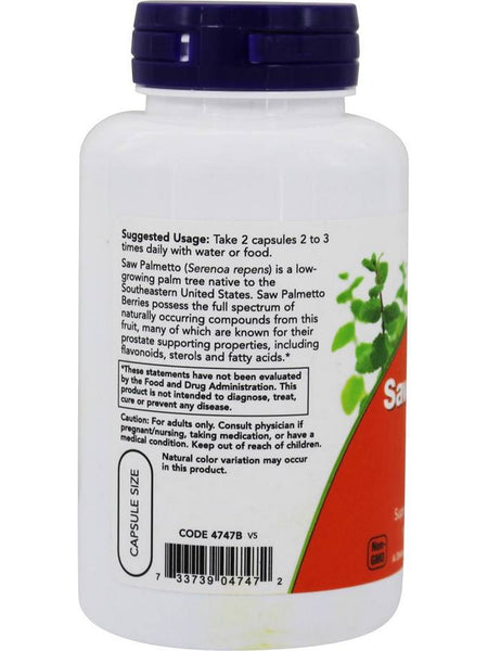 NOW Foods, Saw Palmetto Berries 550 mg, 100 veg capsules