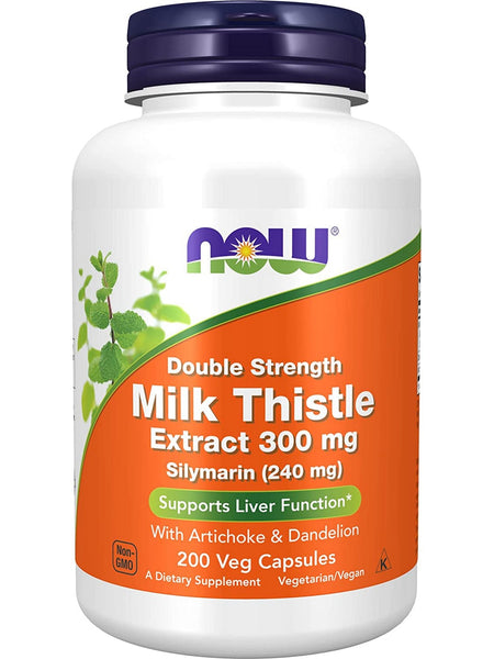 NOW Foods, Silymarin Milk Thistle Extract 300 mg, Double Strength, 200 veg capsules