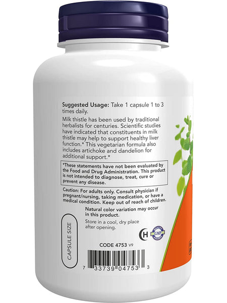 NOW Foods, Silymarin Milk Thistle Extract 300 mg, Double Strength, 200 veg capsules